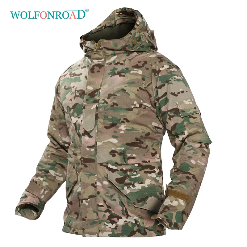 

WOLFONROAD 2018 New Outdoor Hiking Camouflage Jacket Military Tactical Army Jacket Men's Windbreaker Winter Thermal Jacket Coat