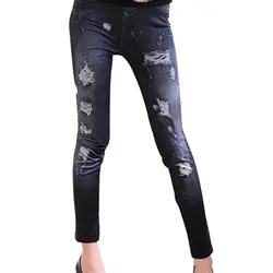 Горячая Jeggings стрейч тощий Колготки для новорождённых карандаш Брюки для девочек крупного помола отверстия Жан узкие летом