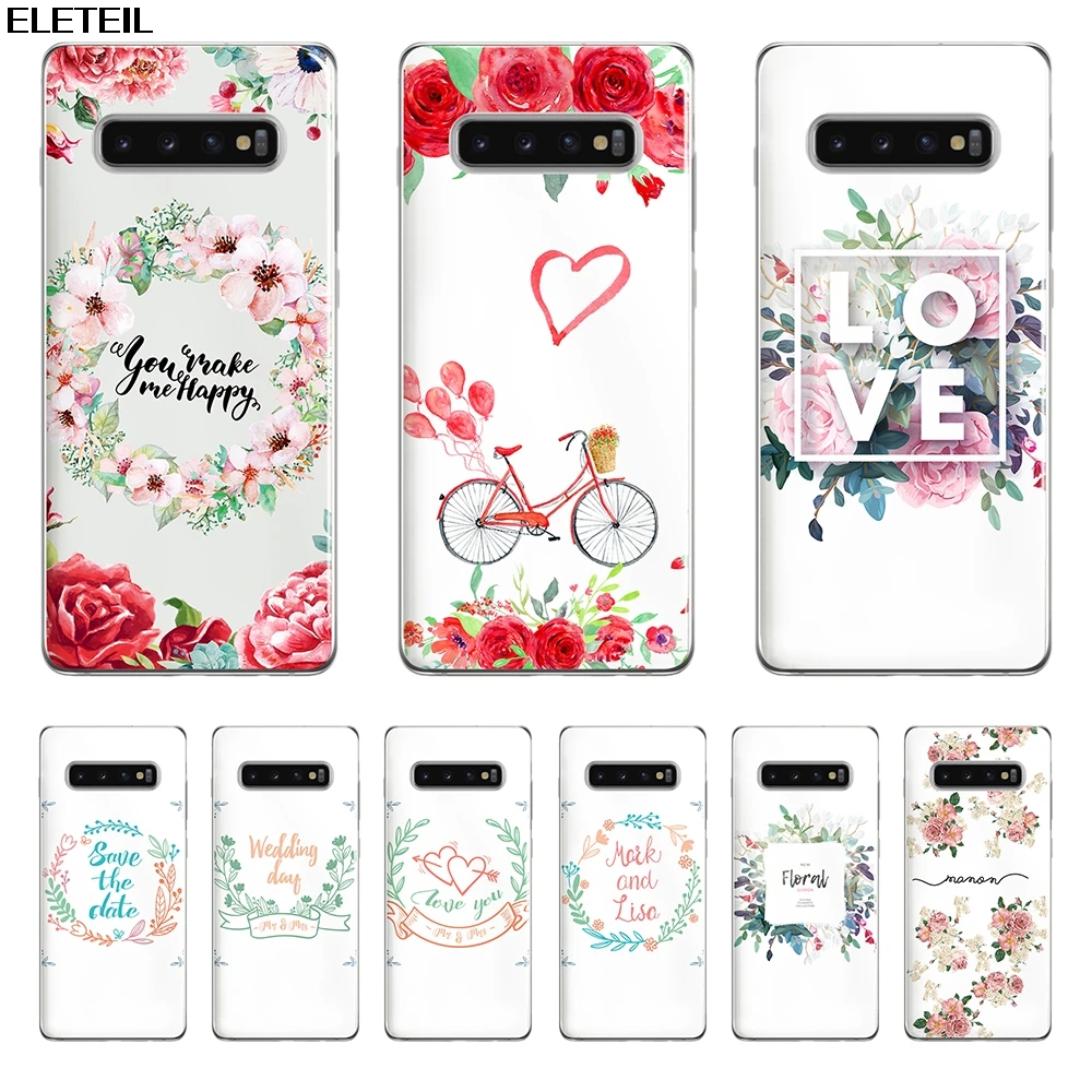 

Simple Love Letter Phone Case For samsung s10e 6 10 8 9 plus series Soft TPU Flowers decor Cases For galaxy s6 7 edge A30