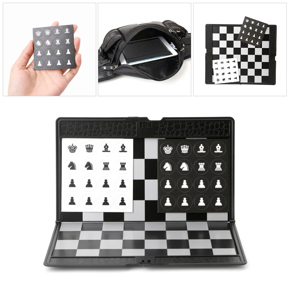 

Pocket Folding Magnetic International Chess Set Board Checkers Traveler Plane Chesses Game Entertainment