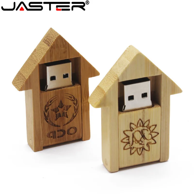 

JASTER DIY Custom Logo Photo Texts House Wooden Pattern USB 2.0 Flash Pen Drive 4GB 8GB 16GB 32GB 64GB 128GB External storage