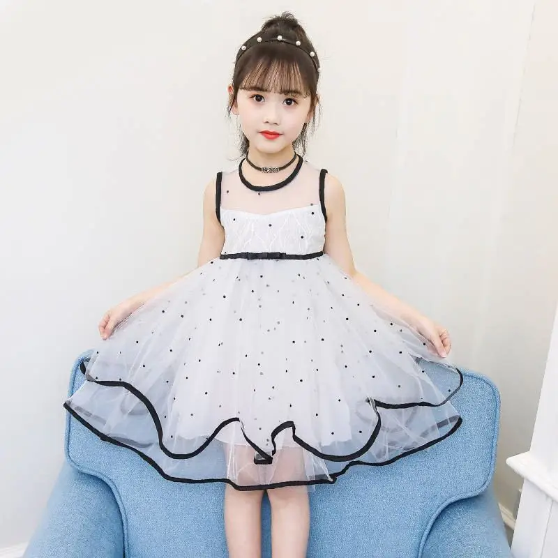

2019 New Summer Fashion Children Girls Dot Sleeveless Princess Dress Toddler Girl Clothing Vestidos Kids Dresses For Girls T50