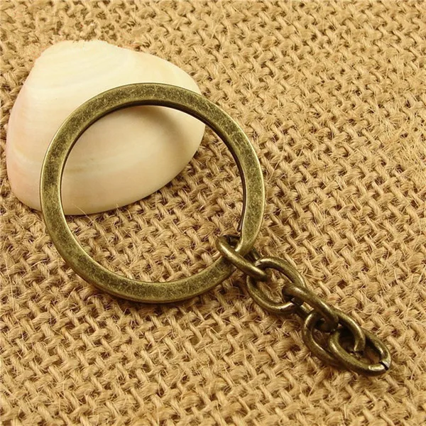 10 шт. 30 мм полированный античный бронзовый брелок Брелок Сплит кольцо с короткой цепочкой брелоки для женщин и мужчин самодельные цепочки для ключей аксессуары - Цвет: antique bronze