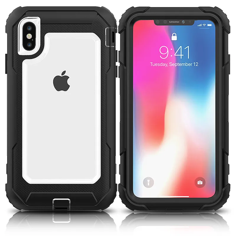

Transparent Hybrid TPU+PC Cover for iPhone 7 6s 8 6 Plus Shockproof Full Body Impact Protection Case for iPhone X XS Max XR Capa