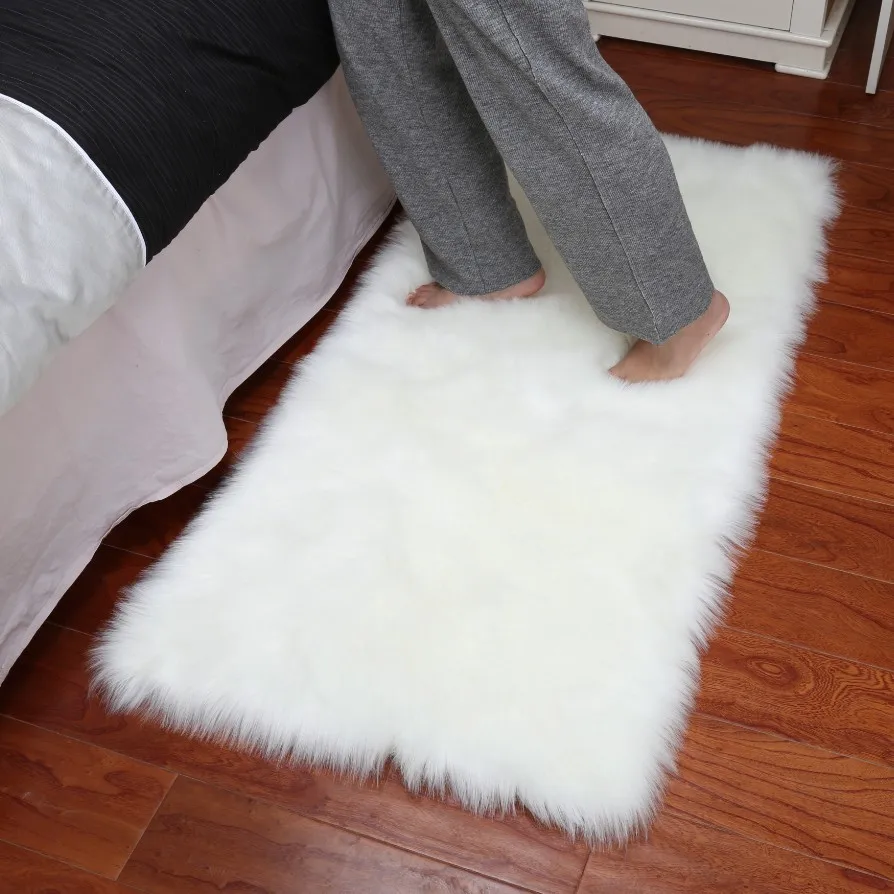 White Faux Decorative Rug Fur Blanket
