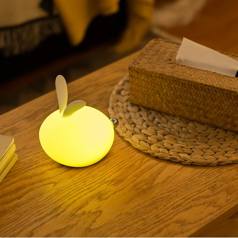  Bunny Night Light Nightlight Led Rechargeable Rabbit Night Lamp for Kids Children-White - 32856578690