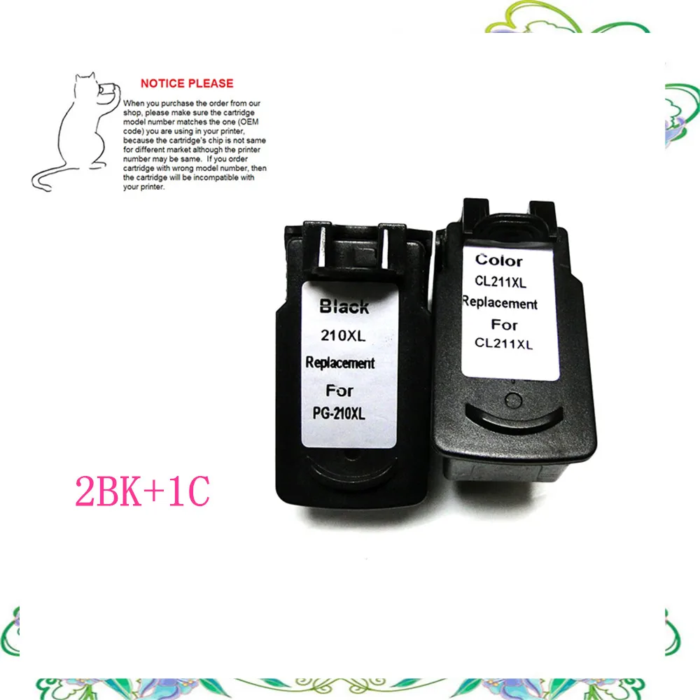 

3pcs Ink cartridge PG-210 CL-211 PG210 CL211 PG-210XL CL-211XL for Canon PIXMA MP240 MP250 MP270 MP280 MP480 MP490 MP495 MX320