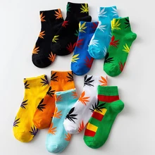 30 цветов, 1 пара, модные женские носки, хлопок, Харадзюку, скейтборд, лист, принт, хип-хоп, повседневные носки