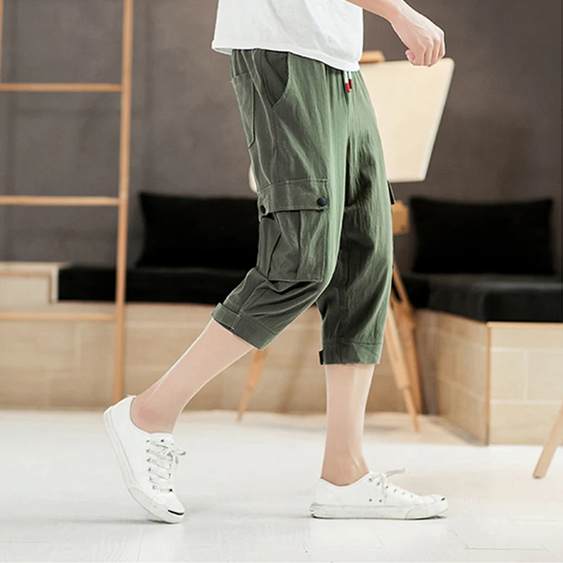 Мужские шорты Карго в стиле милитари летние армейские зеленые хлопковые пеньковые шорты мужские свободные шорты с несколькими карманами Homme повседневные бермуды Брюки s
