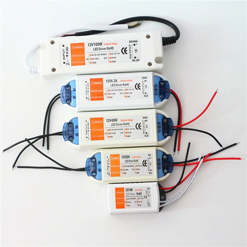 DC 12V 18W 28W 48W 72W 100W LED Driver Adapter Power Supply AC