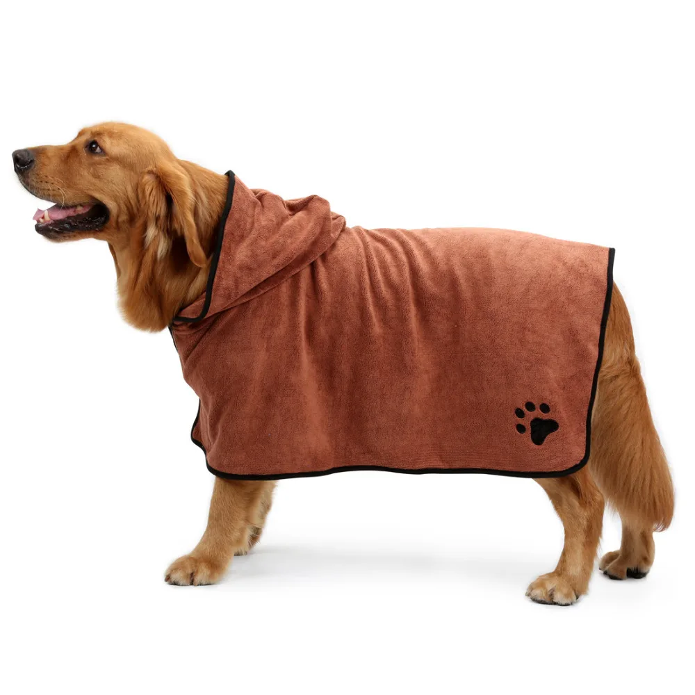 Банный халат для собак, теплая одежда для домашних животных, супер впитывающее полотенце для домашних животных, с вышивкой в виде лапы, кота, капюшона, банное полотенце для домашних животных, плащ для домашних животных