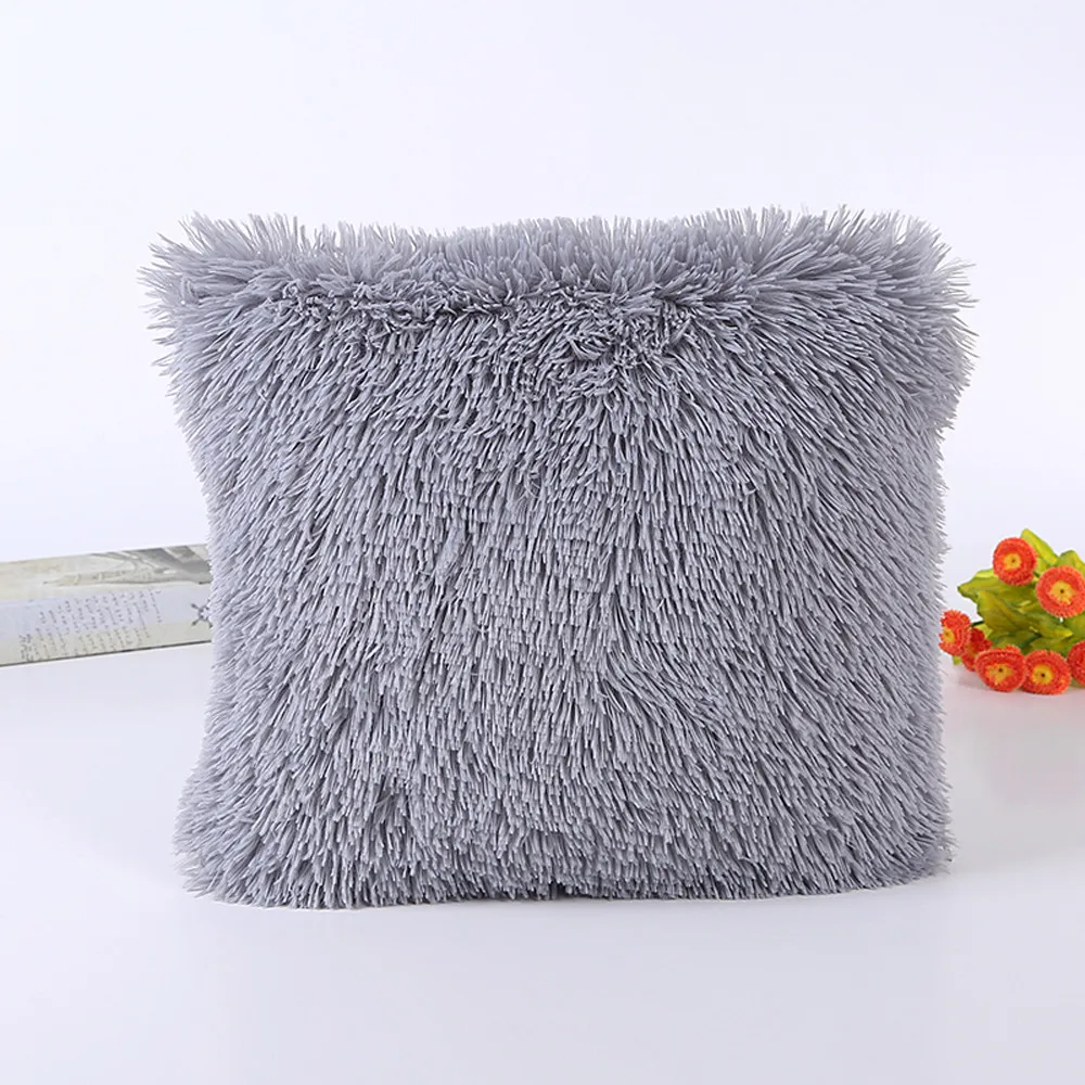 

1pc Pillow Case Gray Brown Beige Plush 43X43cm blue green Square soft Hand wash Detachable Waist Throw Home pillowcase hot