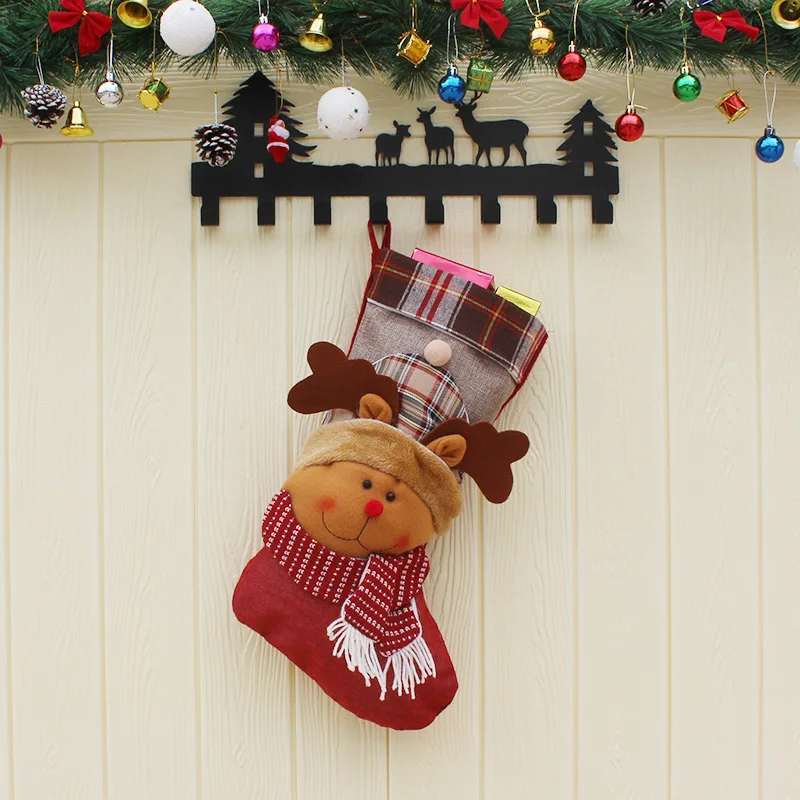 Рождественские носки FUNNYBUNNY, украшения на елку, Подарочный пакет со снеговиком - Цвет: elk