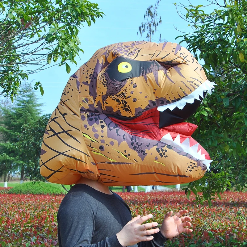 T-Rex надувной головной убор динозавр надувной костюм для взрослых Хэллоуин День благодарения Рождество пати шоу Косплей Grow Up костюм