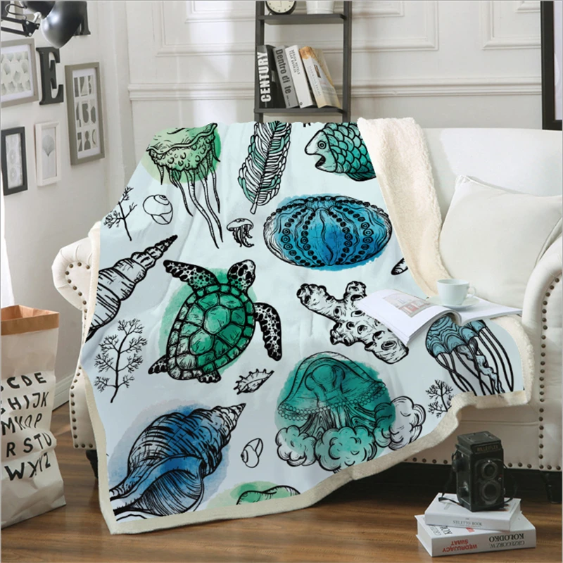 

Sherpa Blanket for Kids Adults Tortoise Soft Plush Throw Blanket Thick Thick Double-layer Plush 3D Printed Blanket Turtle Series