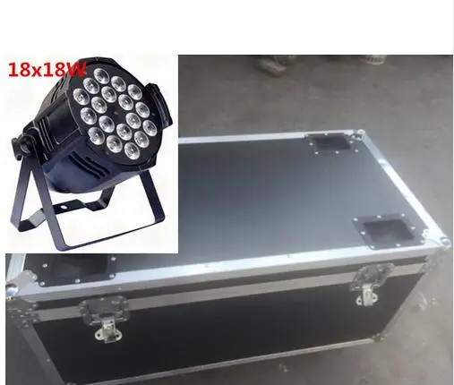 

6pcs 18x15W LED Par with flightcase+1M dmx cable Led Par Light RGBWA 5in1 dj dmx LED Luxury DMX 8 Channels Led Flat Par Lights