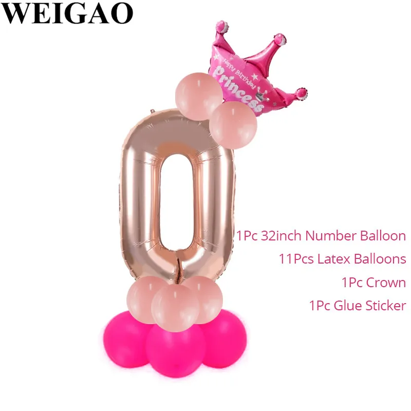 WEIGAO 14 шт воздушные шары в форме цифр номер фольги Воздушные шары воздушный шар на день рождения 1 день рождения декор воздушный шар рисунок DIY шар поставки