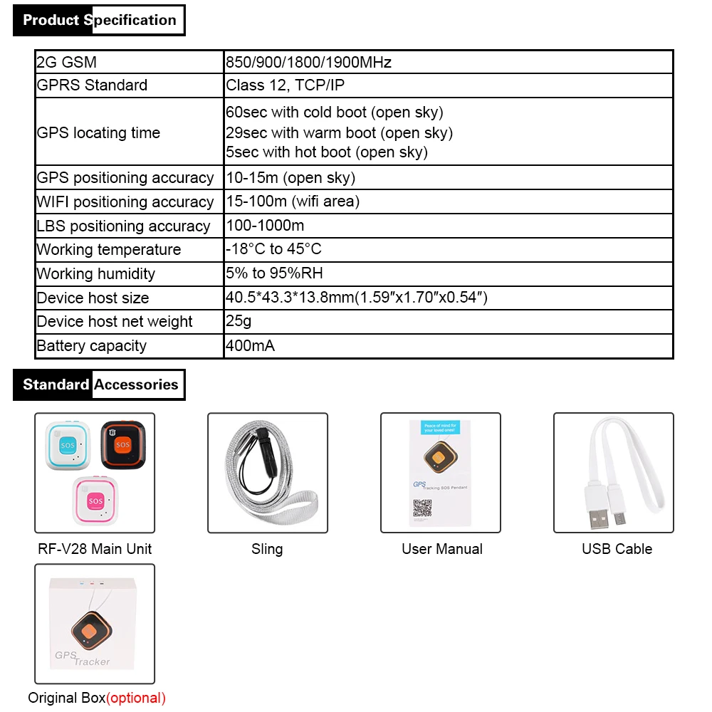 Мини Персональный GSM GPRS gps трекер RF-V28 для детей в возрасте SOS Кнопка сигнализации портативный бесплатное приложение веб-отслеживание gps подвеска-локатор