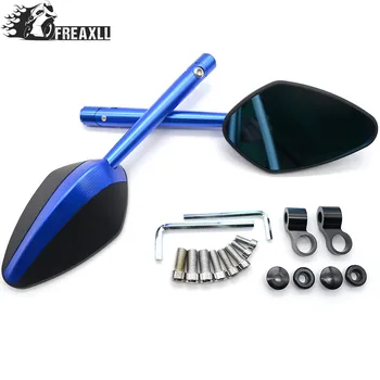 

Universal Motorcycle Rearview Mirrors Blue Glass Rear View Side Mirror Motorbike Accessories for YAMAHA Suzuki Benelli buell KTM