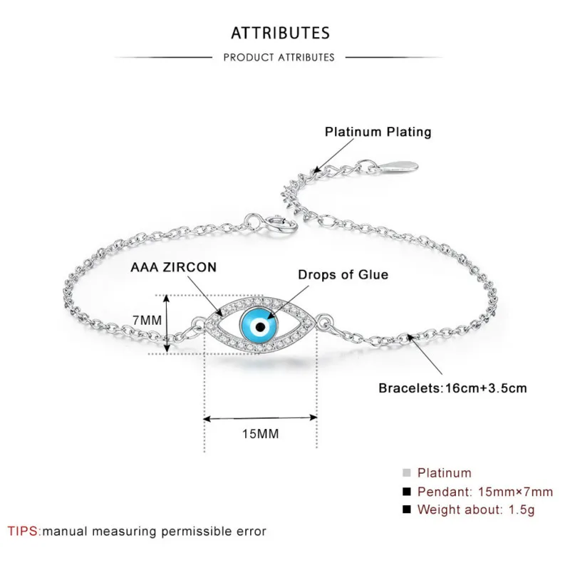 Bracelet Silver Bracelets For Women Luxury Brand Evil Eye Cubic Zircon Female Fashion Jewelry6