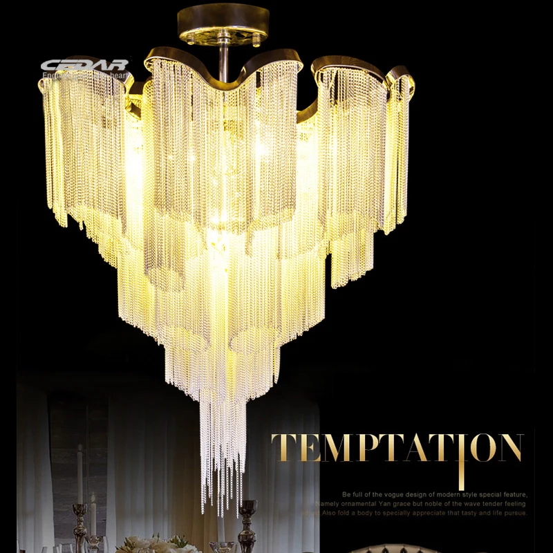 Large chandelier aluminum chain tassel ceiling chandeliers led office