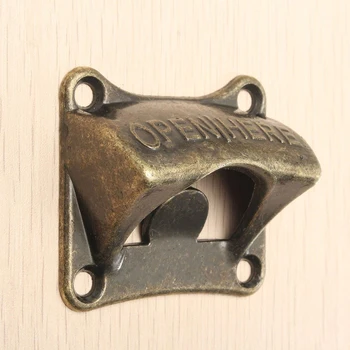 

Vintage Bronze Wall Mounted Opener Wine Beer Soda Glass Cap Bottle Opener Kitchen Bar Gift Zinc Alloy About 65*60*30mm