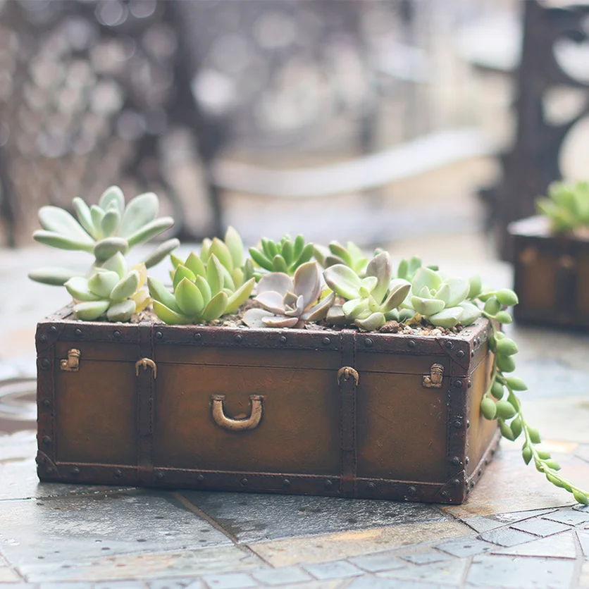 

20X12X7.5cm Cute Suitcase Shape Resin Succulent Plant Flowerpot Planters Pots Desktop Ornament Gift Home Garden Decor Flower Pot