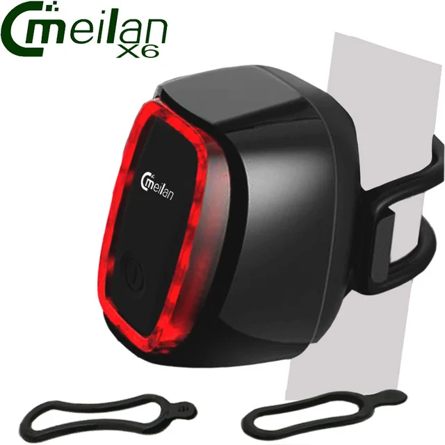 Best Offers Meilan X6 Smart Bike Light Bicycle Rear led Taillight Rechargeable 16 LED USB Lantern 7 Mode Flash light Cycling Accessories