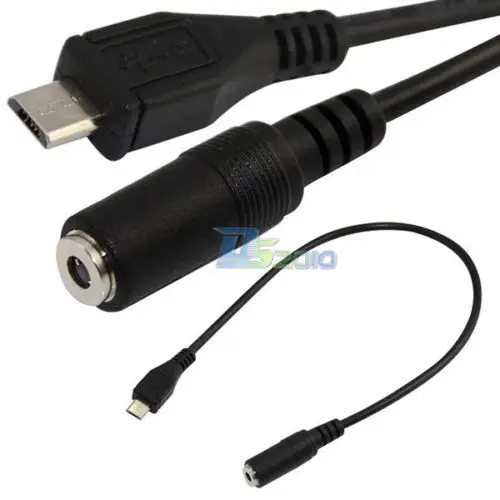 Sync 3.5mm female AUX Audio Jack to micro USB 5 pin male Audio Cable