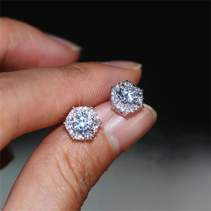 

Cute Lady Stud Earrings Real 925 Sterling Silver AAAAA cz Party Wedding Earrings Jewelry For Women Statement Jewelry