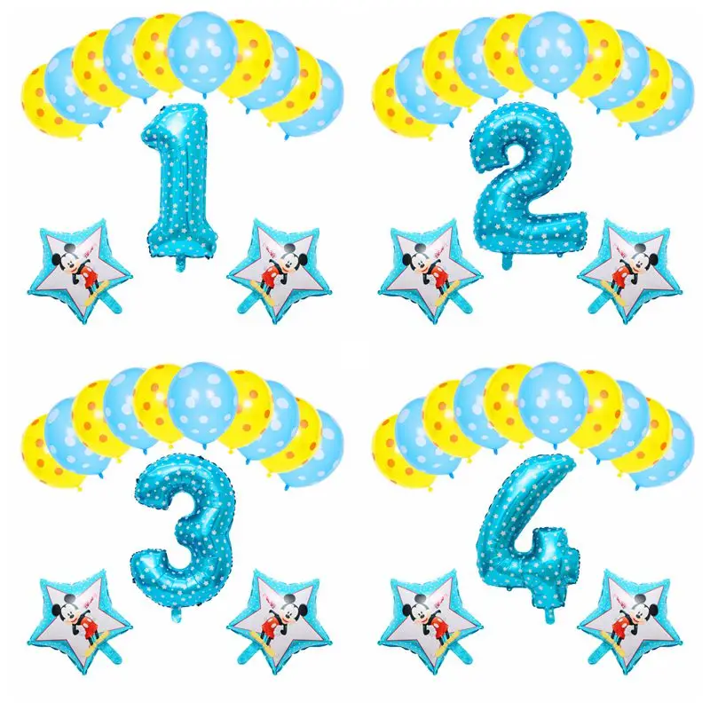 

13pcs/lot Number 1 2 3 4 5 Foil Balloons Birthday Star Balloon for Kids Happy Birthday Decoration Baby Dot Latex Helium balloon