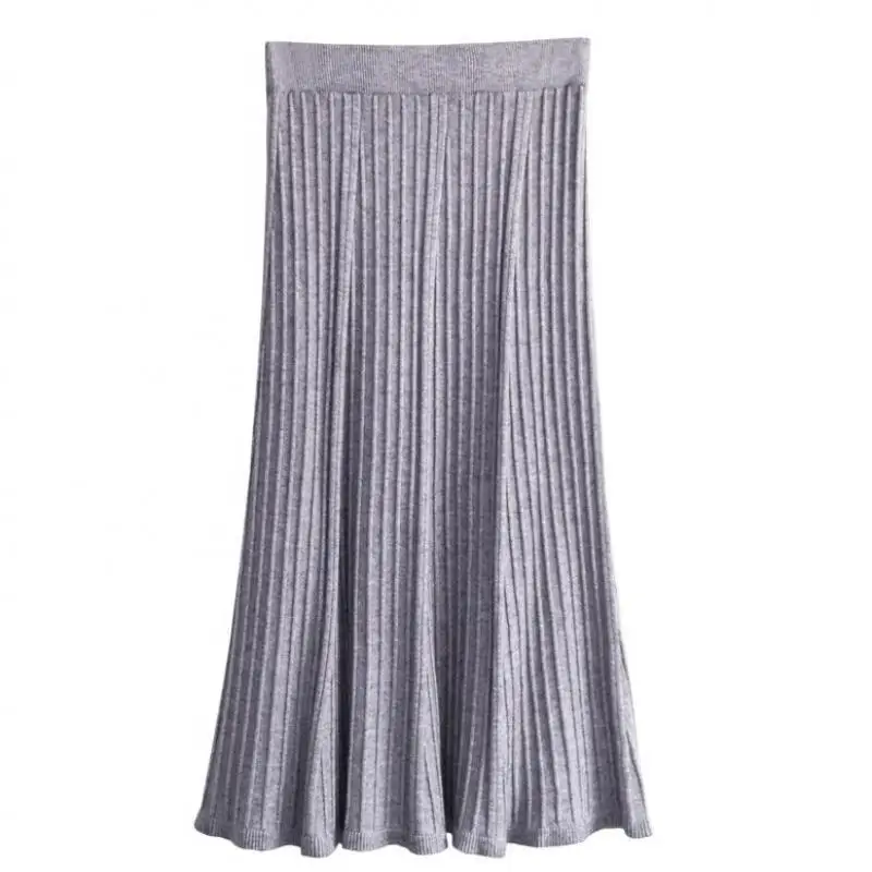 

2019 Spring New Fashion Knit Skirt Slim Big Swing Midi Skirt Elastic Waist Jupe En Jean Femme Office Skirts Womens Free Shipping