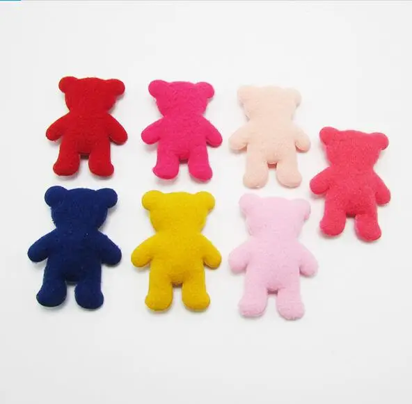 

30pcs/lot Children's hair Clip Accessories DIY Handmade Furry Felt Bear Padded Applique for Headwear Decoration