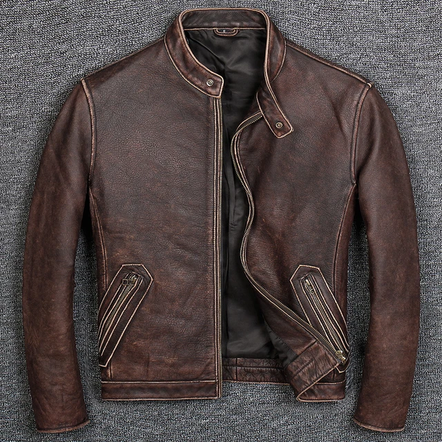 Free Shipping.sales Brand New Men Cowhide Coat.natural Quality Thick Men's  Genuine Leather Jacket.vintage Style Leather Clothes - Genuine Leather -  AliExpress