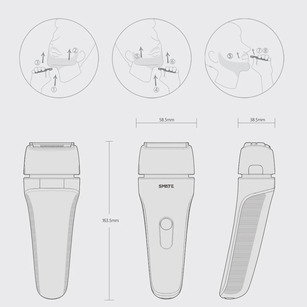 Xiaomi Mijia Smate Electric Men Razor Reciprocating 4 Blade Electric 3 Minute Fast Charge 4-Shaver Dry/Wet Waterproof