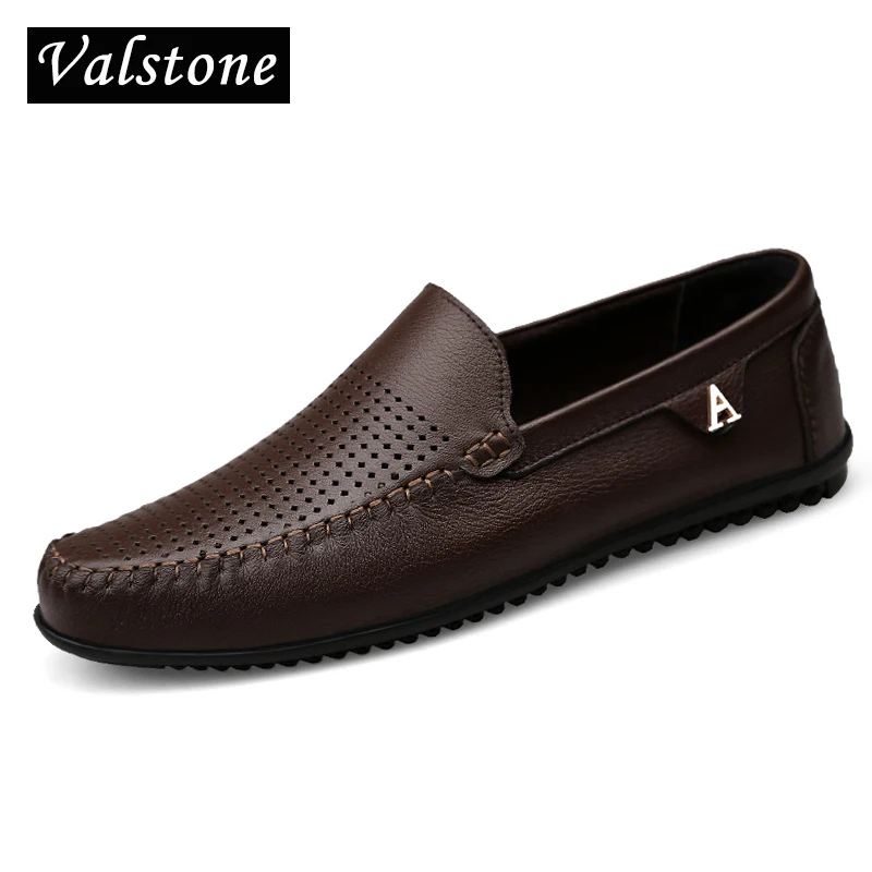 Valstone/Роскошная качественная обувь из натуральной кожи; Мужские дышащие перфорированные летние мягкие мокасины без шнуровки; лоферы на плоской подошве; большой размер 46