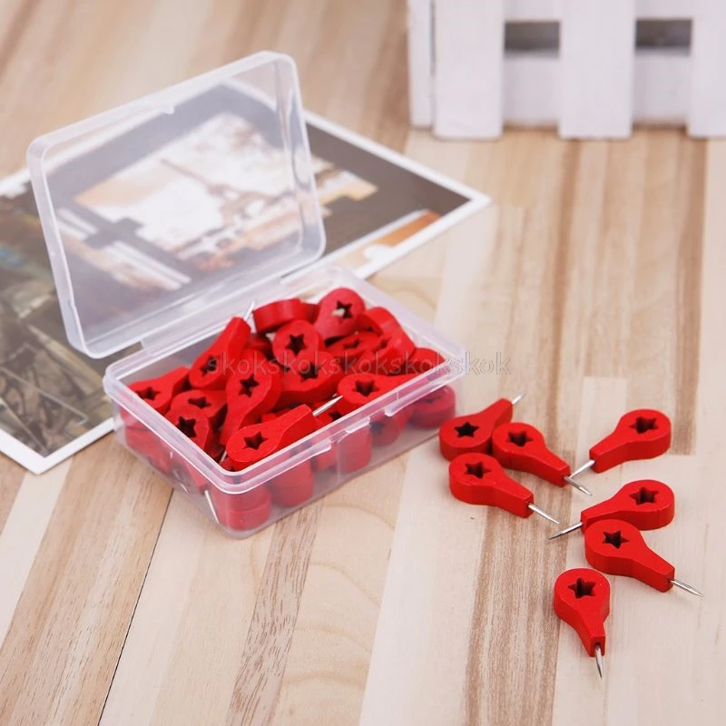 

40 Pcs Map Markers Wooden Drawing Photo Wall Studs Cork Board Pins Thumbtack Pushpins Painting Tool D04 dropship