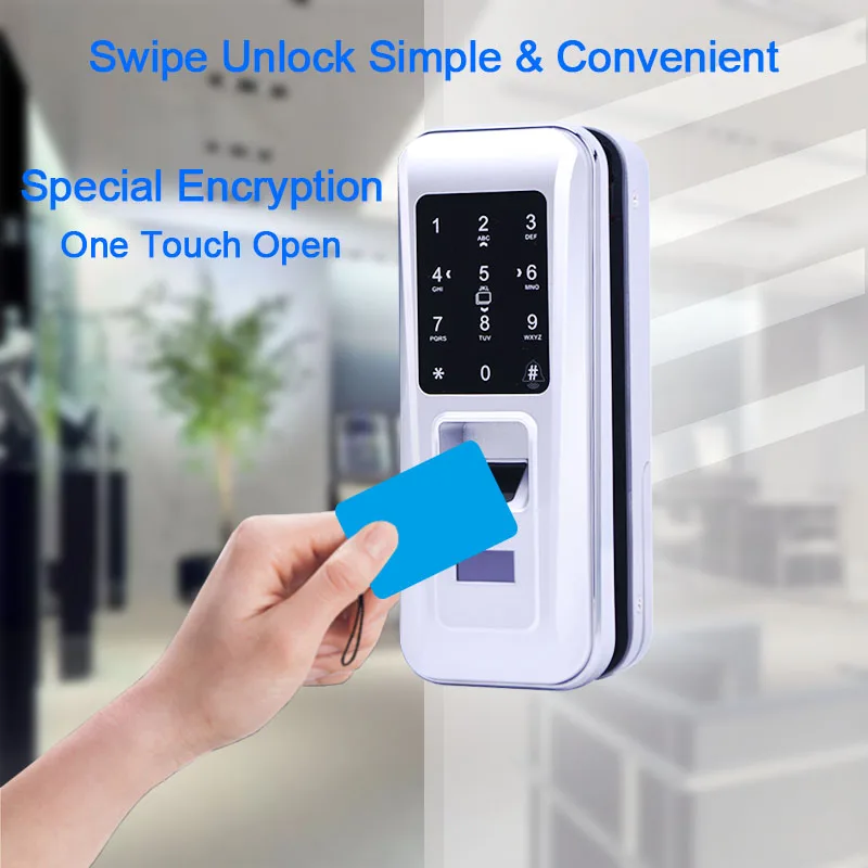 Digital Door Lock Wood Double Glass Doors for Office And Homes Smart Lock Card Keyless With Remote Control Fingerprint Lock