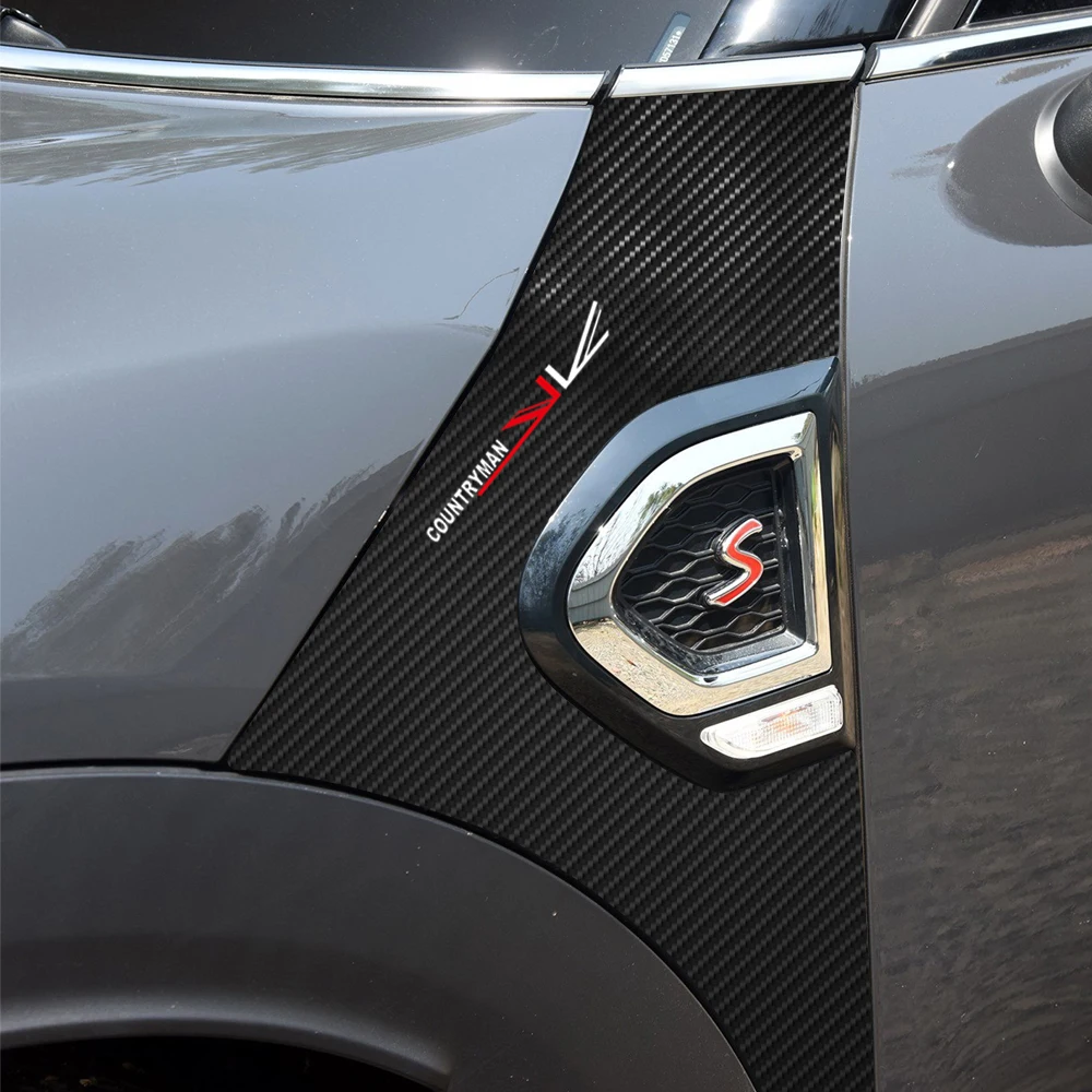 

5D Carbon Fibre Vinyl Front Fender Union Jack Sticker Side Section Scuttles Trim For Mini Cooper Countryman F60 Accessories