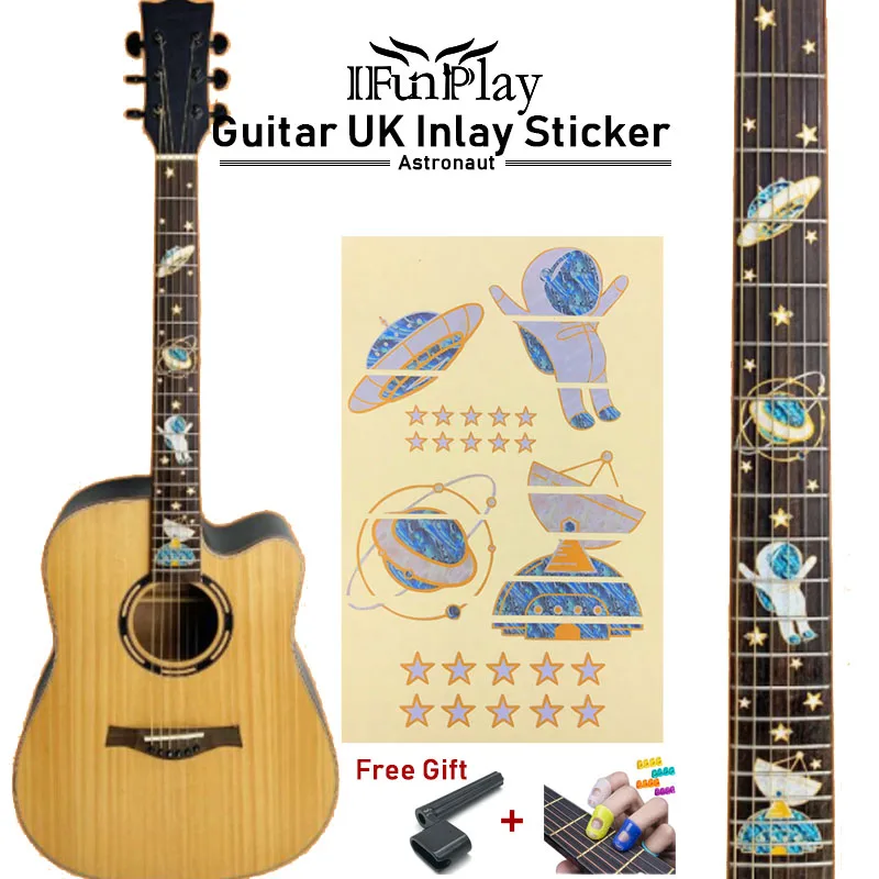

DIY Space Astronaut Guitar Ukulele Fingerboard Inlay Sticker Fretboard Decals Guitar Neck Sticker for Electric Acoustic Guitar