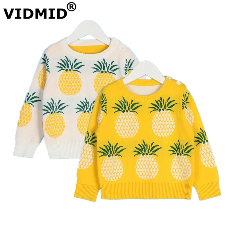 VIDMID/осенне-зимняя детская одежда; вязаные свитера с рисунком ананаса; хлопковые свитера для маленьких мальчиков и девочек; топы; 7050 04