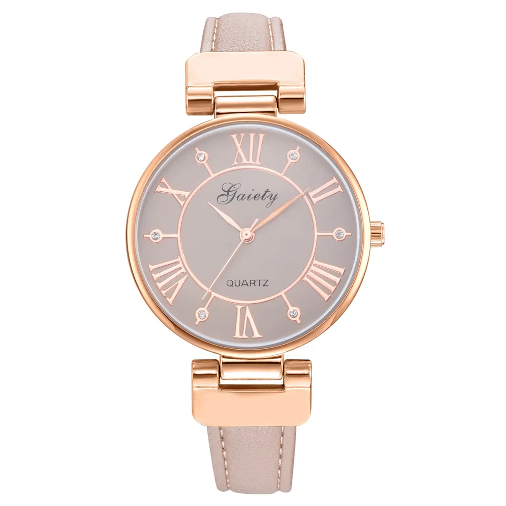 

Женские часы Fashion Women Watch Casual Leather Quartz Wrist Watch Charming Gold Case Ladies Watches Senhoras assistir Wd3