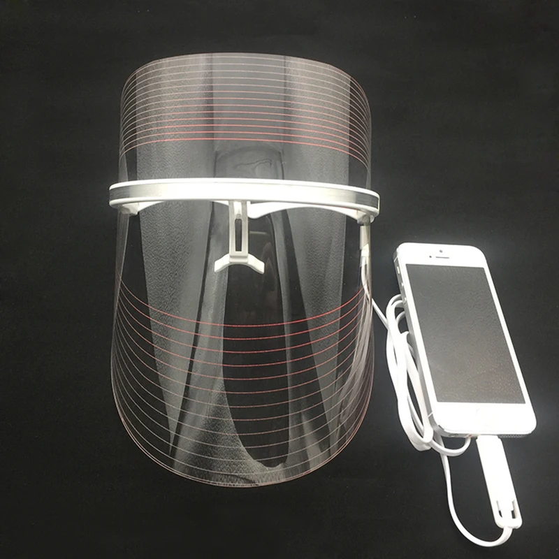 Электрическая 3 цветная светодиодная маска для лица USB косметический инструмент