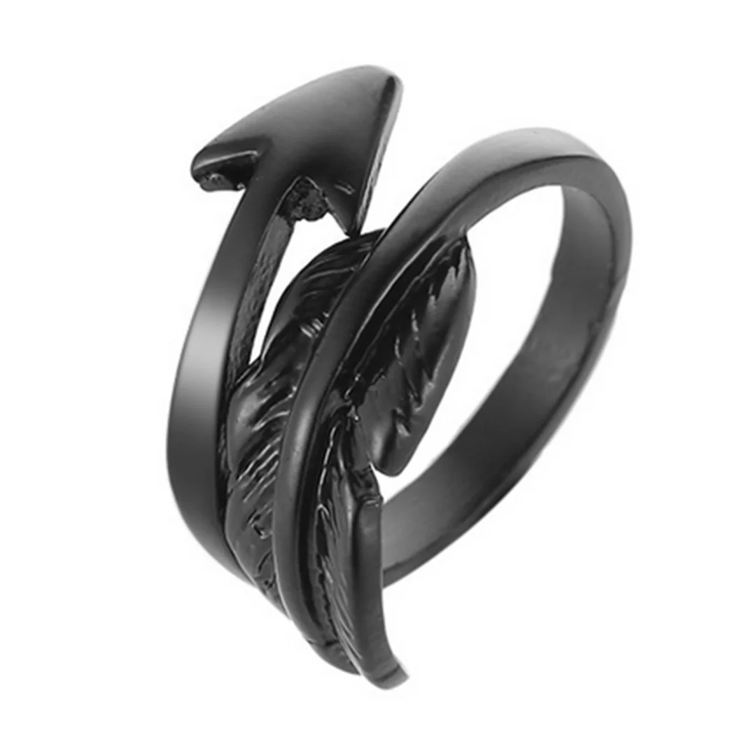 Classic Silver Color Arrow Ring for Women Men Alloy Unique Adjustable Resizable Feather Rings Unisex Thumb Band Ring Jewelry