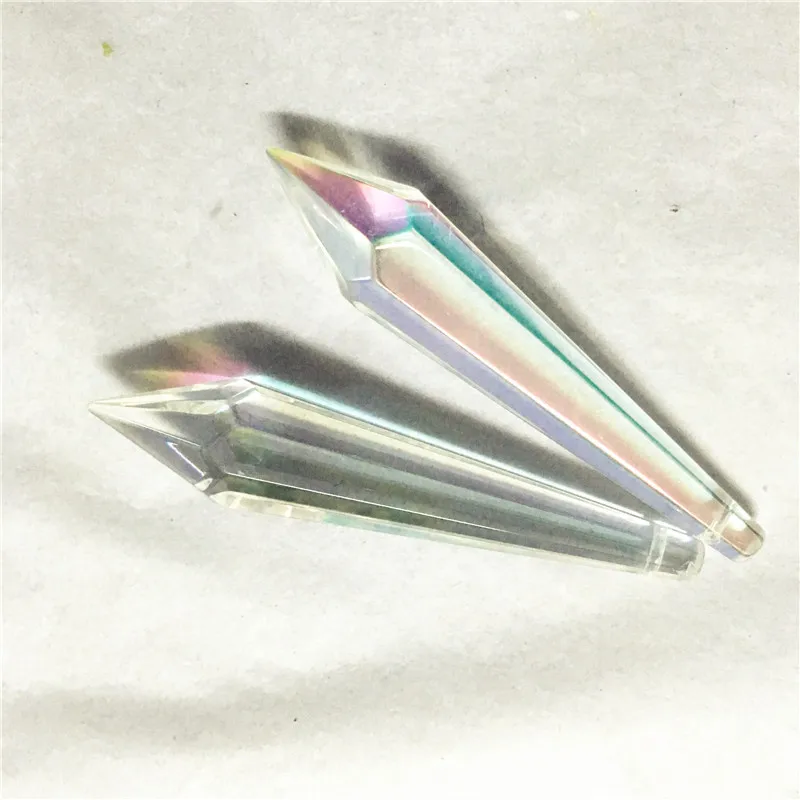 

80mm TRANSPARENT AB CRYSTAL GLASS Single-faceted icicle u-drop prism chandelier parts free shipping