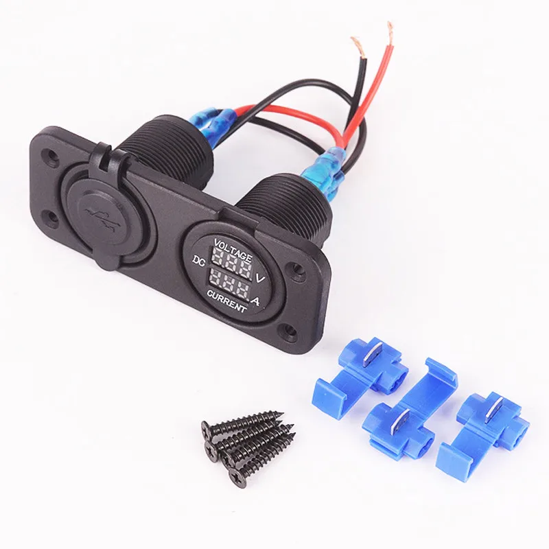 Red LED Digital Car Voltmeter Ammeter 3.1A Dual USB Auto Charger