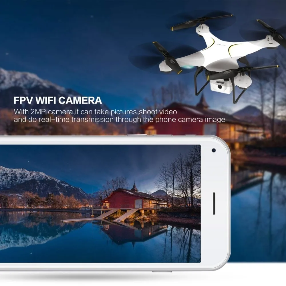Селфи Квадрокоптер с 2MP Wifi широкоугольная камера RC Дрон г 2,4 г FPV высота Удержание авто возврат Безголовый 360 градусов флип