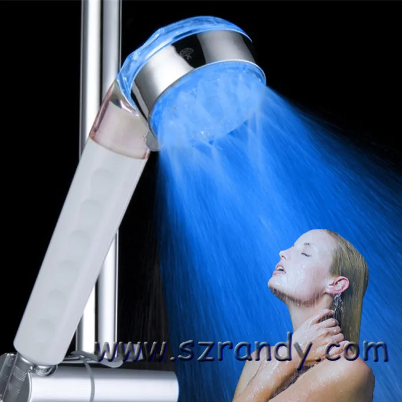 

Single Blue Color Three Spray Patterns LED Shower Head no need battery