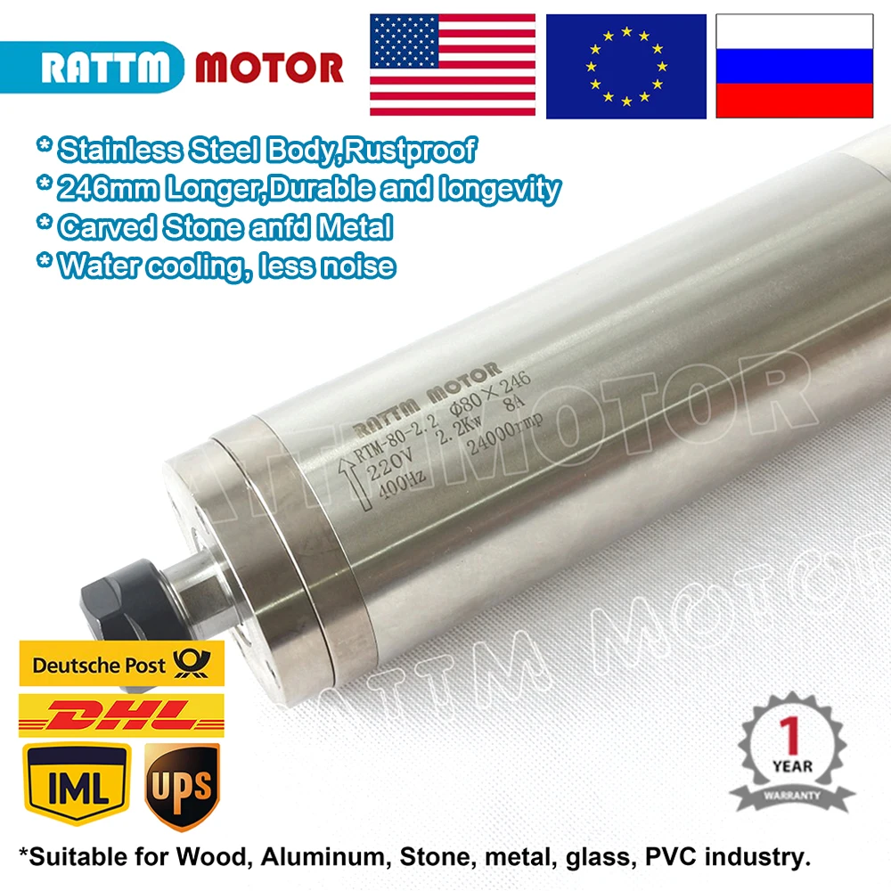 Tanie Statek RUS UA EU! Wysokiej jakości 2.2kw ER20 wodoodporny rzeźbiony metalowy silnik wrzeciona 220V chłodzony wodą silnik CNC RATTMM