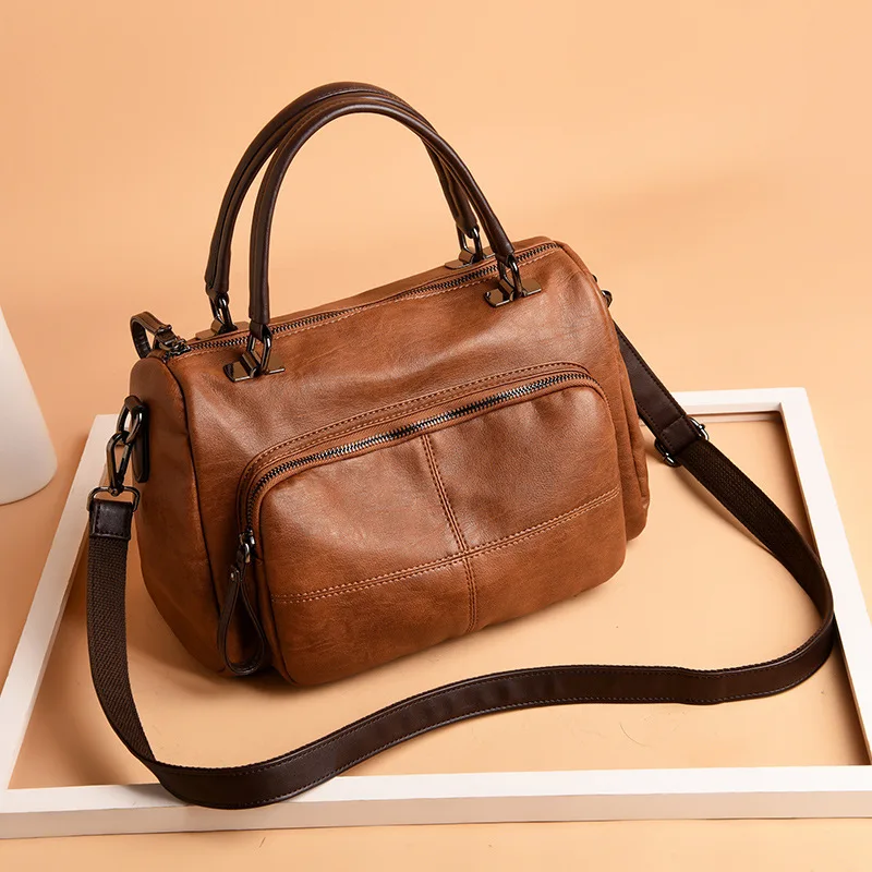 Chu JJ High Quality Women's Genuine Leather Handbags Vintage Shoulder CrossBody Bags Soft